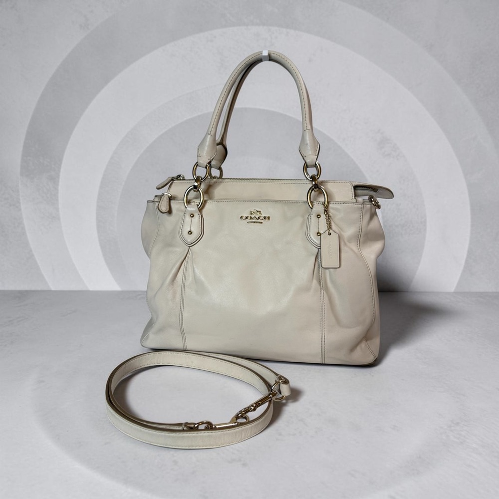 Coach Colette Leather Carryall F33447 Ivory Satchel Crossbody Gold Hardware